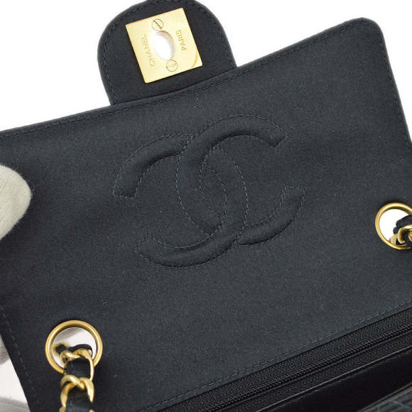 CHANEL Black Satin Mini Classic Square Flap Shoulder Bag 17 KK30069 - Picture 7 of 10